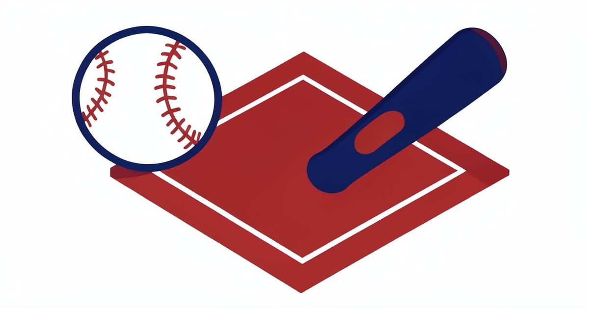 Original Arena illustration of a baseball, bat and infield diamond