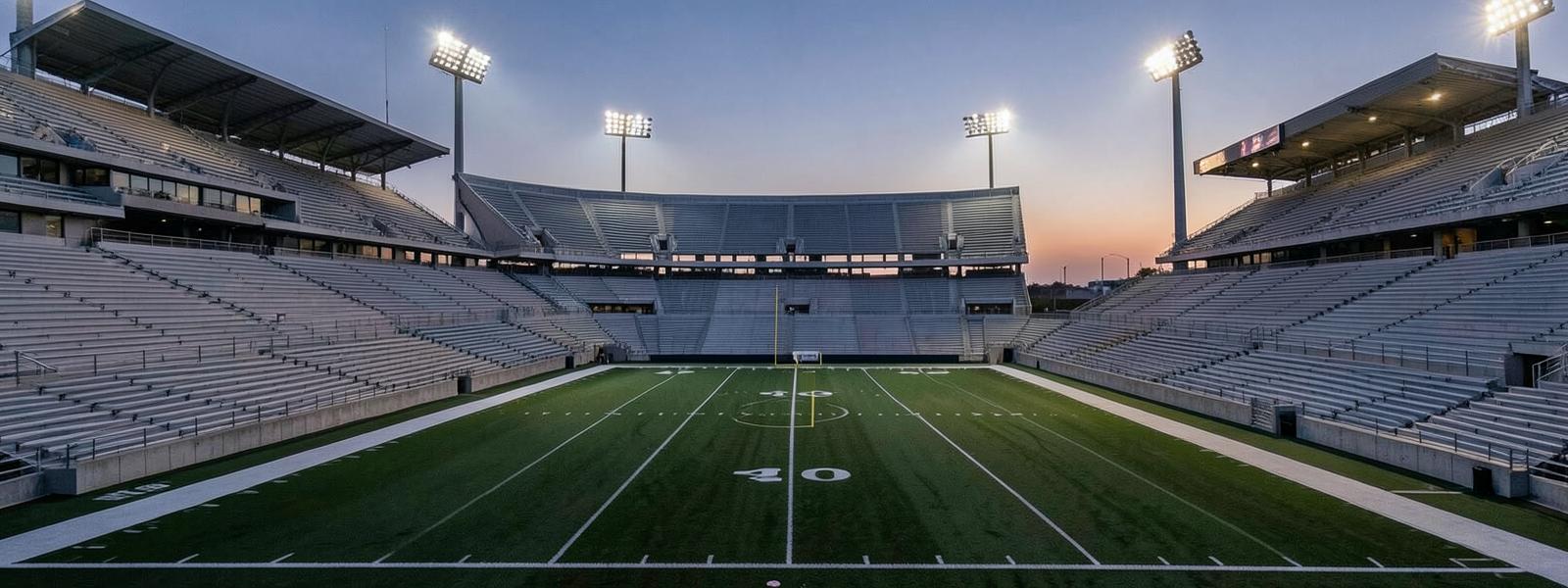 A college arena at dusk