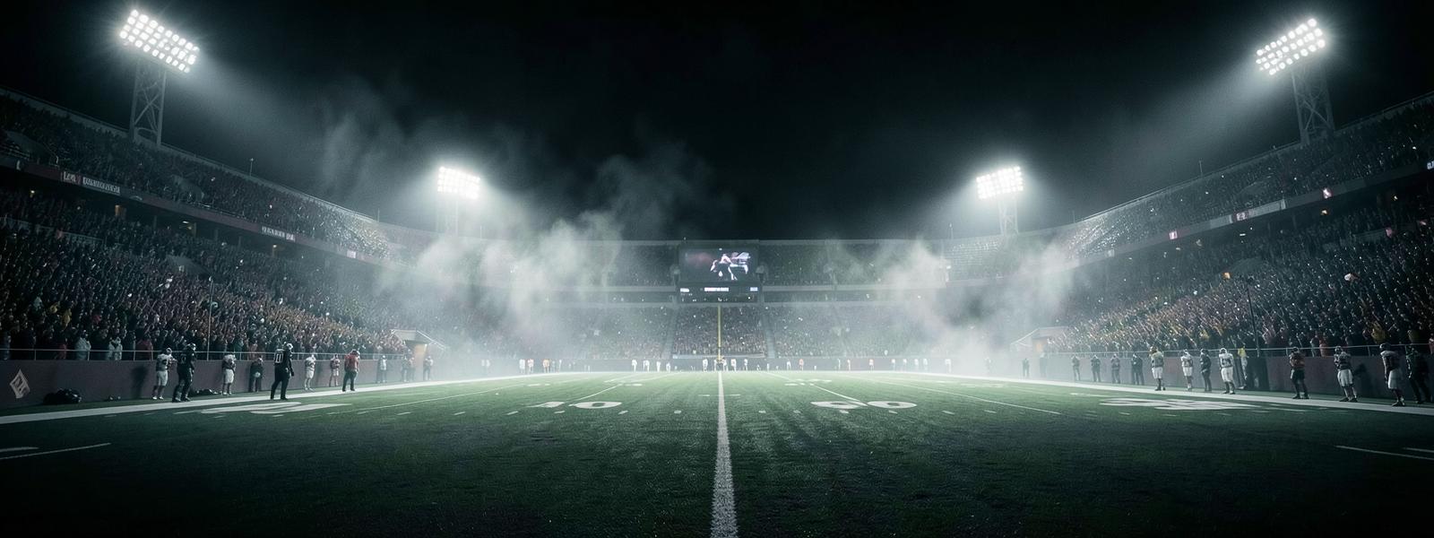 An American football stadium at night