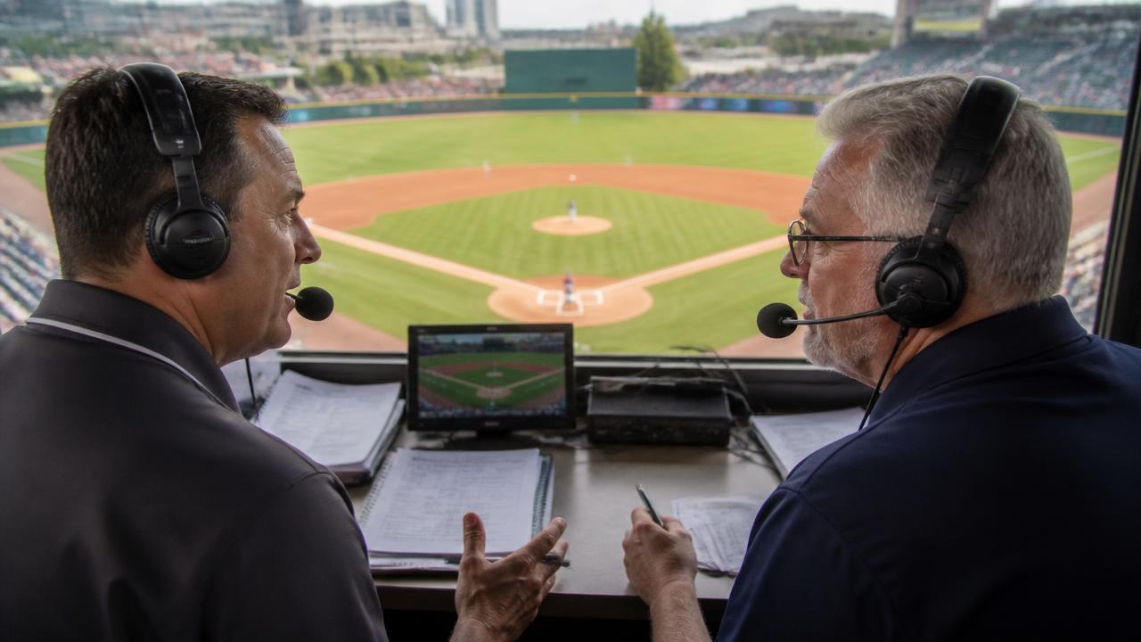 The broadcast booth as a second narrator